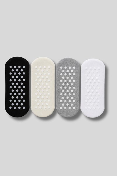 aw adawhite Women's 4-Pack Cotton Non-Slip Sole Pilates, Yoga, Tawaf Socks