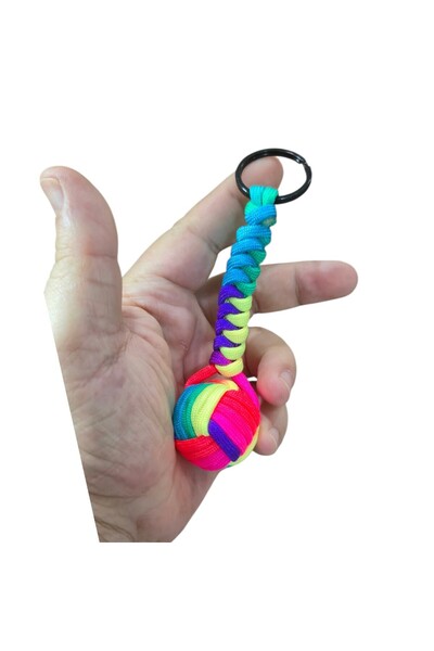 moonparacord Paracord Monkey Fist Keychain Rainbow Color Spaced