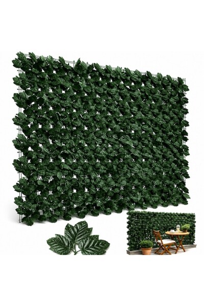 EBA Panou de gard artificial extensibil cu frunze verzi, 100x300 cm, Protecți...