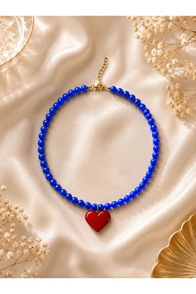 Elvia Atelier Murano Kalp Kolye Mavi