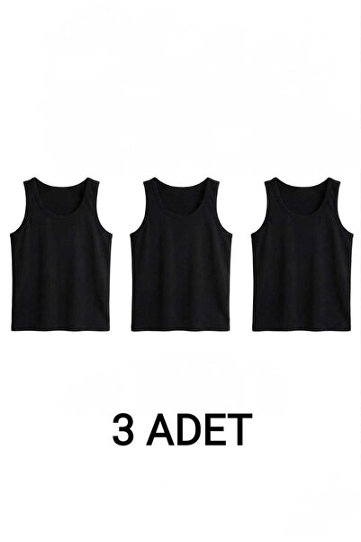 enmodaiçgiyim 3 Pieces Black 100% Cotton Combed Cotton Classic Cut Men's Unde...