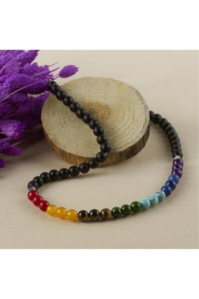 Generic Brand Svl-Shop 7Li Natural Stone (00547) Chakra Necklace-Black