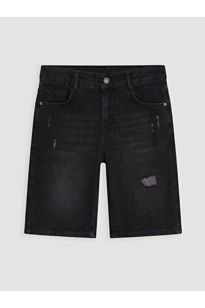 LC Waikiki Siyah Yırtık Detaylı Erkek Çocuk Jean Şort