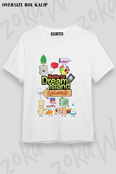 ZOKAWEAR تي شيرت مطبوع بتصميم BFDI v12 فضفاض للجنسين