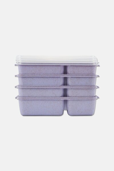 Core Kitchen 4 Piece 3 Section Wheat Fiber Storage Container, Light Purple