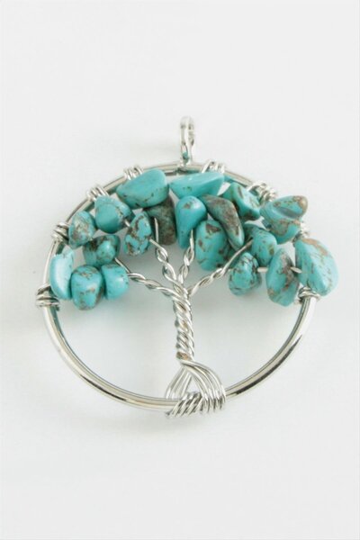 Generic Brand Svl-Shop Turquoise Heart Natural Stone (75304) Pendant-Turquoise