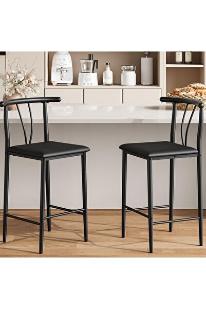 Garvee Bar Stools Set of 2 with Backrest and Footrest, Kitchen Barstool with ...