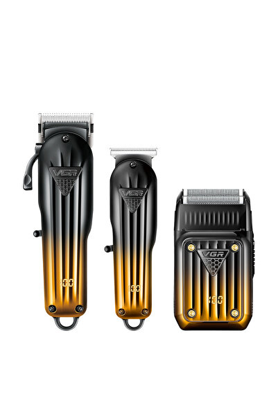VGR Set Profesional 3 în 1 V-644 Masina de Tuns, Contur și Aparat de Ras, Display LED, Incarcare Type-C, 10 Gratare, Autonomie Extinsa