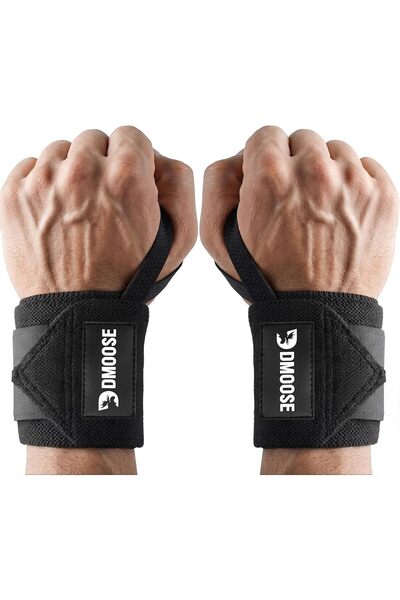 DMoose Fitness ديموس ®   أربطة معصم لرفع الأثقال بطول 18 بوصة - رباط رياضي مت...