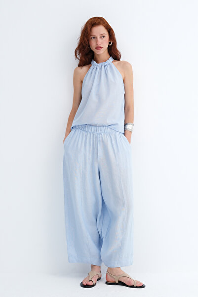 Addax Elastic Waist Linen Trousers Pn18477