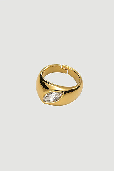 Gusto Baklava Stone Zircon Ring - Gold