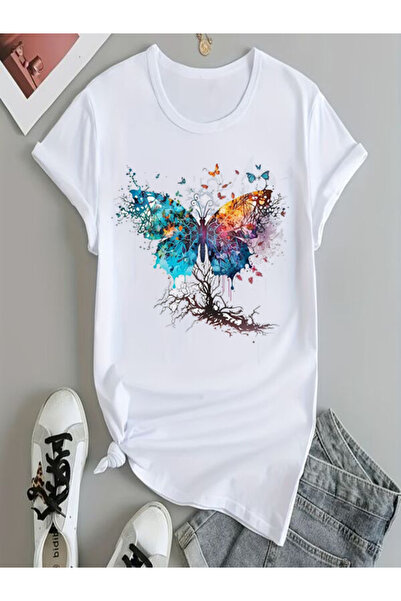 COZYWEAR Colorful Butterfly Printed Oversize T-Shirt