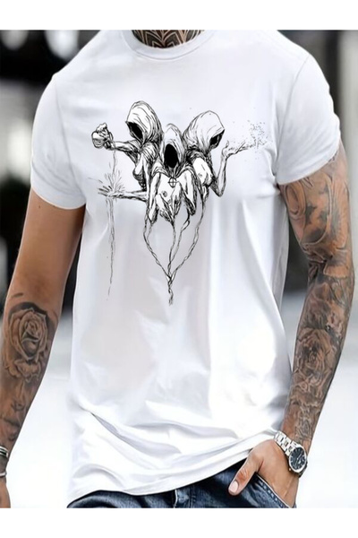 COZYWEAR Three Hooded Figures Printed Oversize T-Shirt