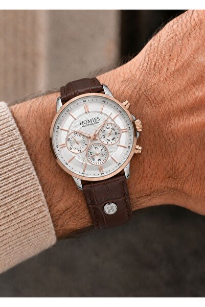 Homies Men's Brown Leather Cord White Dial Function Wristwatch 2 Year Warranty