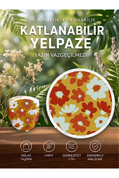 Premium Yuvarlak Katlanabilir Çantalı Popüler Yelpaze | 7 Farklı Desen