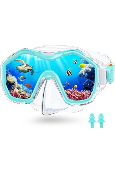 OEM Mască de snorkeling pentru copii panoramică 180° Anti-Fog albastră
