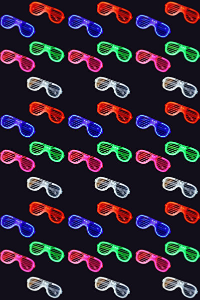 ReilaParty Neon LED Işıklı Gözlük 45'li Set - Panjur Şerit 3 Modlu Glow Shutt...