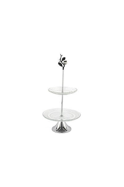 Mikasa Moor Silver Glass 2-Tier Presentation Tray 20X38Cm
