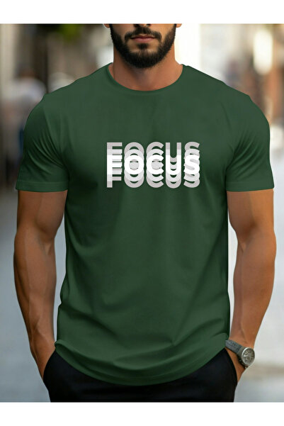 Take Two By Styli Dark Green Slogan Print Round Neck T-Shirt