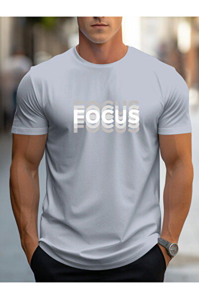 Take Two By Styli Men Grey Slogan Text Print T-Shirt