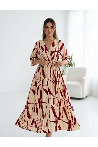 BRK Women's elegant turkish dress with belt waist tie