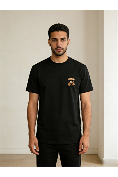 Take Two By Styli Black Graphic Bear Print T-Shirt