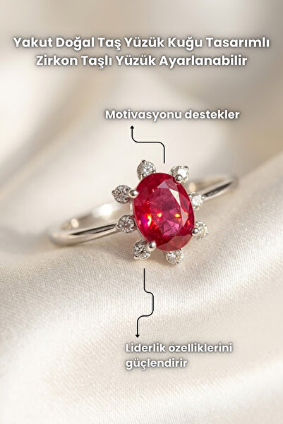 Elifsu Jewelry Ruby Natural Stone Oval Cut Zircon Stone Detailed Luxury Ring ...