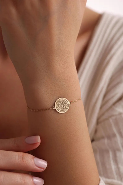 N!da Jewelry 925 Ayar Gümüş Viking Pusulası Bileklik