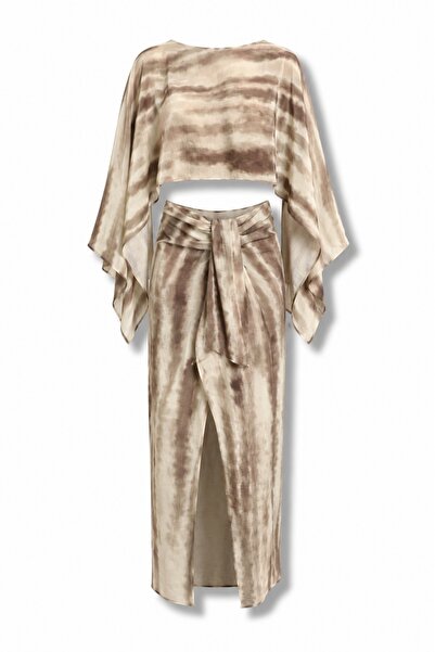 5in1Canpolat Mink Cape Blouse Skirt Set 26Y080