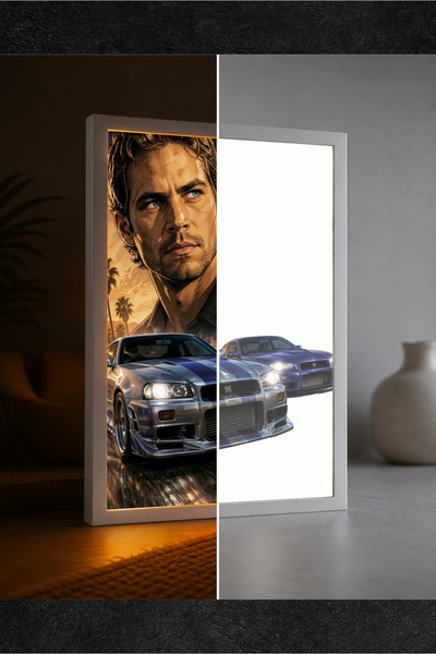 ZARK garage Nissan Skyline GTR (R34) LED Işıklı Tablo – Dekoratif Masa & Gece...