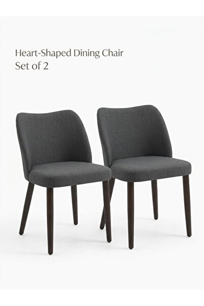 Garvee - Set of 2 Linen Dining Chairs Upholstered in Fabric with Wooden Legs,...