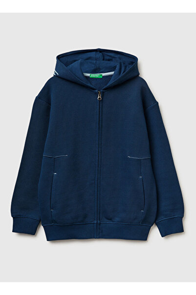 United Colors of Benetton Lacivert Erkek Çocuk Baskılı Sweatshirt 30DSC505V