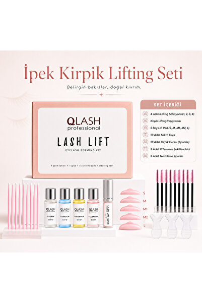 QLASH İpek Kirpik Lifting Seti Profesyonel Kirpik Kıvırma ve Bakım Uygulama Kiti