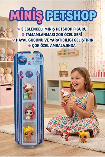 Tıfıl Toys Petshop Miniş Özel Tematik 3'lü Figür Seti – Çocuklar İçin Yaratıc...