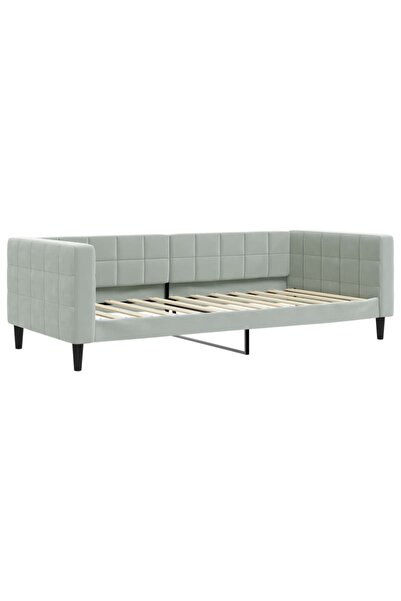 vidaxl Cadru de pat, gri deschis, 90x200 cm, catifea