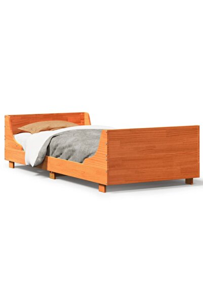 vidaxl Cadru pat fără saltea, maro ceruit, 90x190 cm, lemn masiv pin