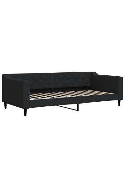vidaxl Pat de zi, negru, 90x200 cm, material textil