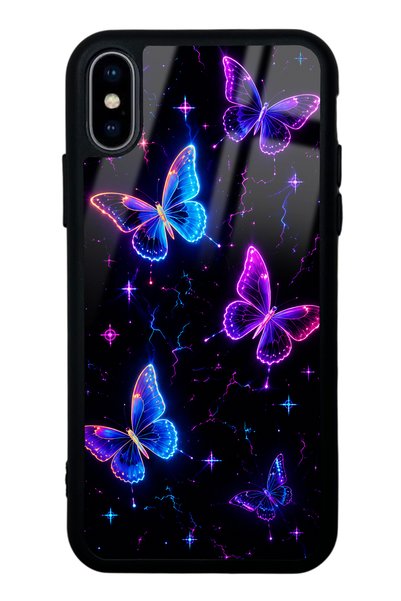 Spoyi iPhone XS Max Glossy Phone Case with Neon Butterfly Dream Design