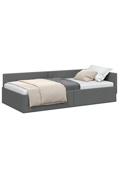 vidaxl Cadru de pat colțar Gri închis 80 cm x 200 cm țesătură