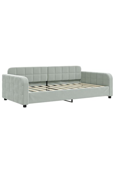 vidaxl Cadru de pat, gri deschis, 100x190 cm, catifea
