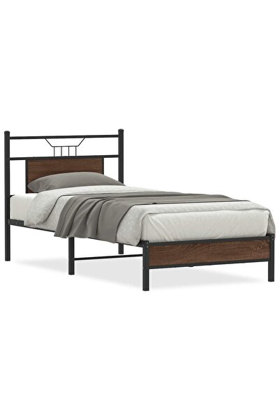 vidaxl Cadru pat fără saltea, stejar maro 75x190 cm lemn prelucrat