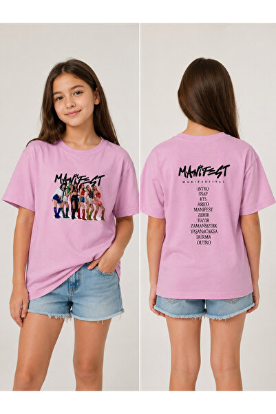 Bilge Trend MANİFEST , KIZ ÇOCUK , PAMUKLU PENYE , PEMBE YAZLIK T-Shirt ,