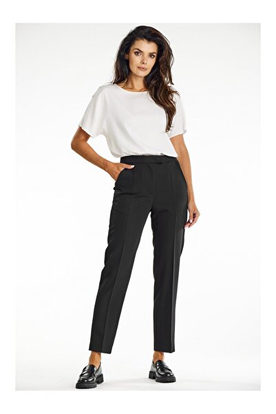 Awama Pantaloni dama, Awama, Viscoza/Poliester/Elastan, Negru, L INTL