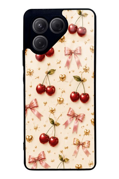 Spoyi Tecno Pova 7 Cherry Ribbon Luxury Design Glossy Phone Case