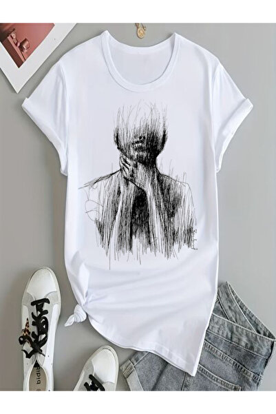 COZYWEAR Artistic Printed Oversize White T-Shirt