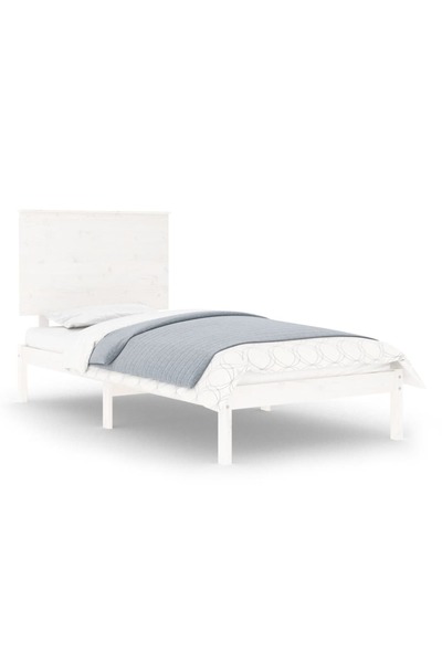 vidaxl Cadru de pat single, alb, 90x190 cm, lemn masiv