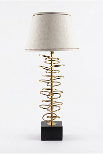LUMINZO Xera Gold Luxury Series White Headboard Thin Ring Detailed Metal Lamp...
