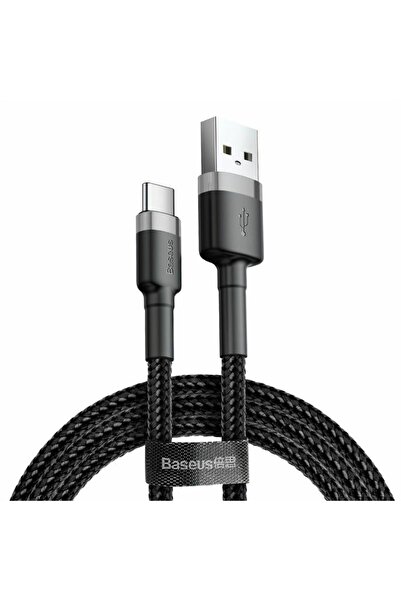 Baseus Cablu USB la USB-C Cafule, 2m, 3A, QC, 18W, Gri/Negru