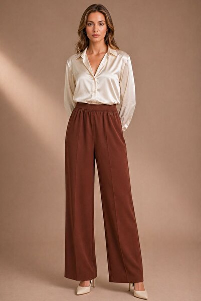 FTZ WOMEN Ženske palazzo pantalone, smeđe 31352