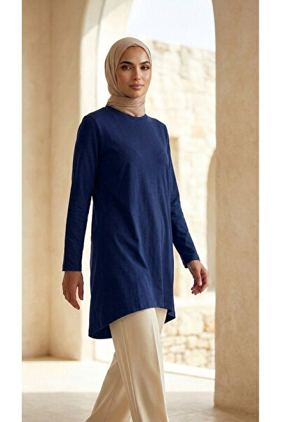 Plistre 2305_Women's Crew Neck Long Sleeve Single Jersey Tunic 100% Cotton